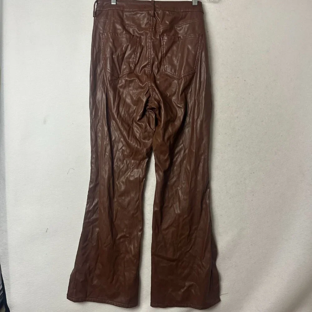 Dollhouse brown Flare Faux Leather Pants‎ Sz 16W Rock Grunge Festival split leg - Picture 7 of 7